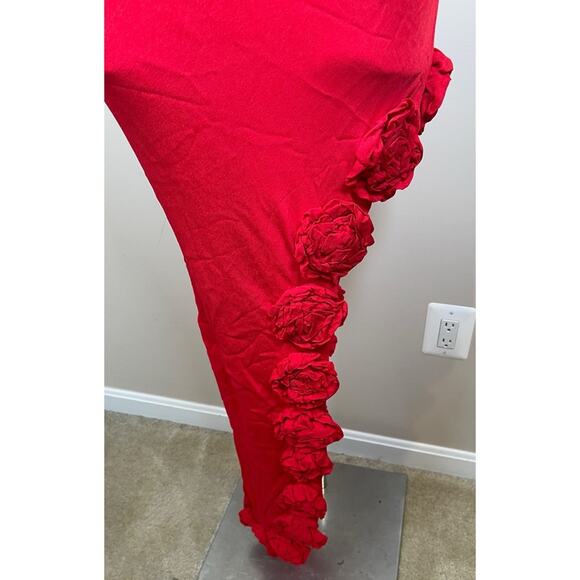 Majorelle Montauk Floral Rosette High Thigh Slit Red Maxi Gown Size Small - Picture 4 of 7
